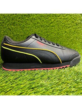 Puma Roma Lava Girls Size 6Y Black Yellow Pink Athletic Leather Shoes Sneakers